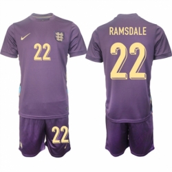 Men England 22 Aaron Ramsdale 2024 25 Purple Away Soccer Jersey Suit