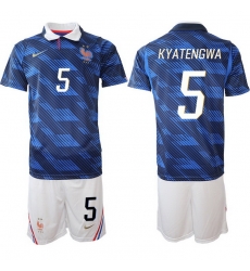 Men France 2026 FIFA World Cup Blue Soccer Jersey #5 Pierre Kalulu Kyatengwa