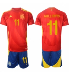 Men Spain Team 11 Nico Williams 2024 25 Red Home Soccer Jersey Suit Men Spain Team 11 Nico Williams 2024 25 Red Home Soccer Jersey Suit