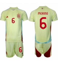 Men Spain Team 6 Mikel Merino 2024 25 Yellow Away Soccer Jersey Suit Men Spain Team 6 Mikel Merino 2024 25 Yellow Away Soccer Jersey Suit