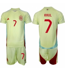 Men Spain Team 7 Ral 2024 25 Yellow Away Soccer Jersey Suit