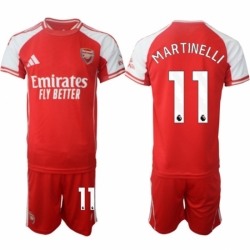 Men Arsenal FC 11 Gabriel Martinelli Red 2025 Home Soccer Jersey Suit