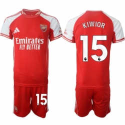 Men Arsenal FC 15 Jakub Kiwior Red 2025 Home Soccer Jersey Suit