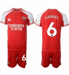 Men Arsenal FC 6 Gabriel Red 2025 Home Soccer Jersey Suit