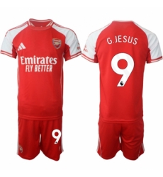 Men Arsenal FC 9 Gabriel Jesus Red 2025 Home Soccer Jersey Suit