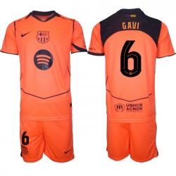 Men FC Barcelona 2026 Soccer Jerseys Orange #6 GAVI (2)