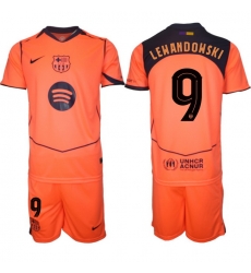 Men FC Barcelona 2026 Soccer Jerseys Orange #9 LEWANDOWSKI (2)