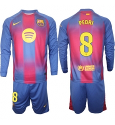 Men FC Barcelona 2026 Soccer Jerseys Red Long #8 PEDRI