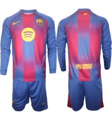 Men FC Barcelona 2026 Soccer Jerseys Red Long BLANK