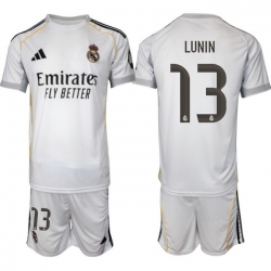 Men Real Madrid 2026 Soccer Jerseys White #13 LUNIN