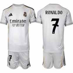 Men Real Madrid 7 Ronaldo 25 26 White Home Soccer Jersey Suit