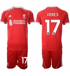 Men Liverpool 17 Curtis Jones 2025 Red Home Soccer Jersey Suit