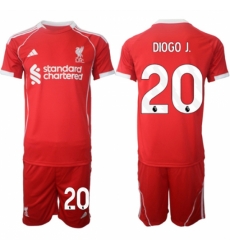 Men Liverpool 20 Diogo 2025 Red Home Soccer Jersey Suit Men Liverpool 20 Diogo 2025 Red Home Soccer Jersey Suit