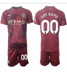Men Manchester City Custom 2024 25 Burgundy Third Soccer Jersey Suit