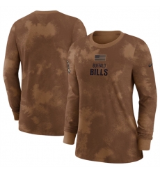 Women Buffalo Bills Brown 2023 Salute To Service Long Sleeve T Shirt Run Small