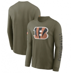 Men Cincinnati Bengals Olive 2022 Salute To Service Long Sleeve T Shirt