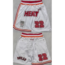Men Miami Heat White 22 Shorts