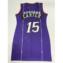 Women Toronto Raptors 15 Vince Carter Dress Stitched Jersey Purple II