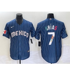 Men Mexico Baseball 7 Julio Ur EDas 2023 Navy World Baseball Classic Stitched Jerseys