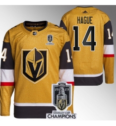 Men Women Youth Vegas Golden Knights #14 Nicolas Hague Gold 2023 Stanley Cup Champions Stitched Jersey