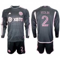 Men Inter Miami CF 2 Yedlyn 2023 24 Black Away Soccer Jersey Suit