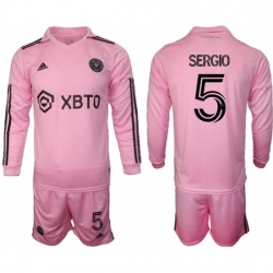 Men Inter Miami CF 5 sergio 2023 24 Pink Home Soccer Jersey Suit