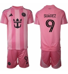Men Inter Miami CF 9 Luis Surez 25 26 Pink Home Soccer Jersey Suit