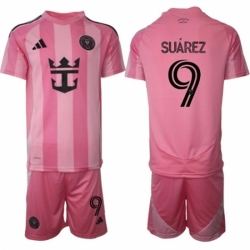 Men Inter Miami CF 9 Luis Surez 25 26 Pink Home Soccer Jersey Suit