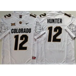 Men COLORADO BUFFALOES White #12 Travis Hunter Stitched NCAA Jersey