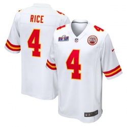 Men Kansas City Chiefs 4 Rashee Rice White 2023 F U S E  Vapor Untouchable Limited Stitched 2024 Super Bowl LVIII Jersey