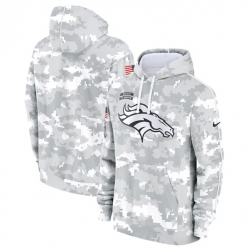 Youth Denver Broncos 2024 White Gray Salute To Service Pullover Hoodie