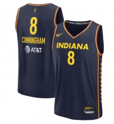 Women Indiana Fever Cunningham #8 Blue Stitched Basketball WNBA Jersey