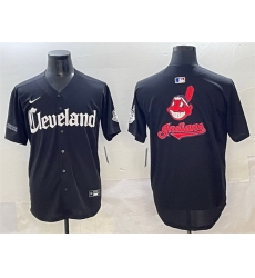 Men Cleveland Guardians Team Big Logo Black Gothic Vapor Premier Limited Stitched Baseball Jersey