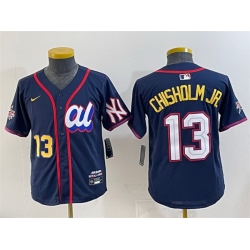 Youth American League 13 Jazz Chisholm Jr  Navy 2025 All Star Edition Limited Stitched Baseball Jersey