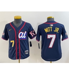 Youth American League 7 Bobby Witt Jr  Navy 2025 All Star Edition Limited Stitched Baseball Jersey