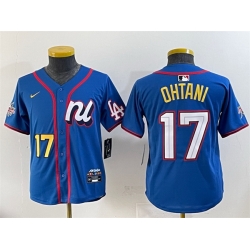 Youth National League 17 Shohei Ohtani Blue 2025 All Star Edition Limited Stitched Baseball Jersey
