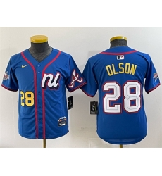 Youth National League 28 Matt Olson Blue 2025 All Star Edition Limited Stitched Baseball Jersey