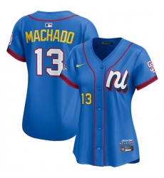 Women National League 13 Manny Machado Blue 2025 All Star Edition Limited Stitched Baseball Jersey 