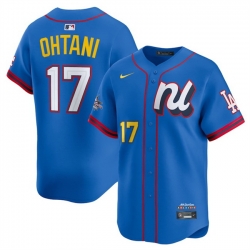 Men National League 17 Shohei Ohtani Blue 2025 All Star Edition Limited Stitched Baseball Jersey