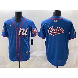 Men National League Chicago Cubs Team Big Logo Blue 2025 All Star Edition Limited Stitched Baseball Jersey