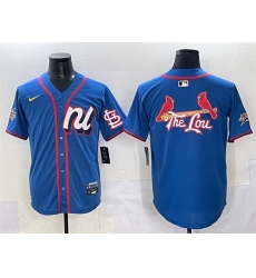 Men National League St  Louis Cardinals Team Big Logo Blue 2025 All Star Edition Limited Stitched Baseball Jersey