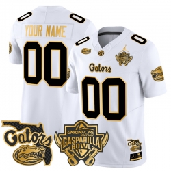 Men Women Youth Florida Gators 2024 Gasparilla Bowl Patch Gold Vapor Limited Custom Jersey All stitched White Gold
