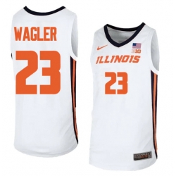 Men's #23 Keaton Wagler Illinois Fighting Illini College Basketball Jersey White Alternate
