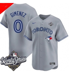 Men Toronto Blue Jays 0 Andres Gimenez Cool Base Stitched Baseball Jersey Gray