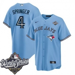 Men Toronto Blue Jays 4 George Springer Light Blue Cool Base Stitched jersey