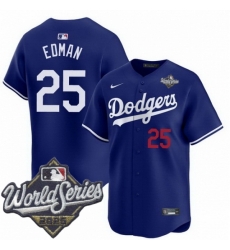 Men Los Angeles Dodgers 25 Tommy Edman 2025 World Series Cool Base Stitched Baseball Jersey Blue