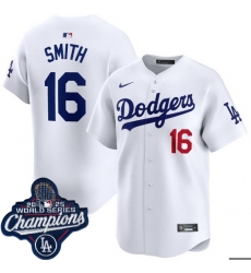 Men Los Angeles Dodgers 16 Will Smith Cool Base 2025 World Champions Stitched Baseball Jersey White