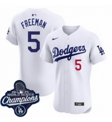 Men Los Angeles Dodgers 5 Freddie Freeman Cool Base 2025 World Champions Stitched Baseball Jersey White