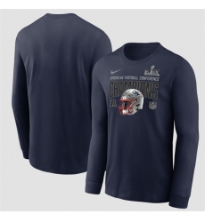 Men New England Patriots Navy 2025 AFC Champions Glory Shield Long Sleeve T Shirt Men New England Patriots Navy 2025 AFC Champions Glory Shield Long Sleeve T Shirt