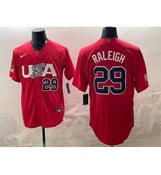 Men USA Baseball 29 Cal Raleigh 2023 Red World Baseball Classic Stitched Jersey